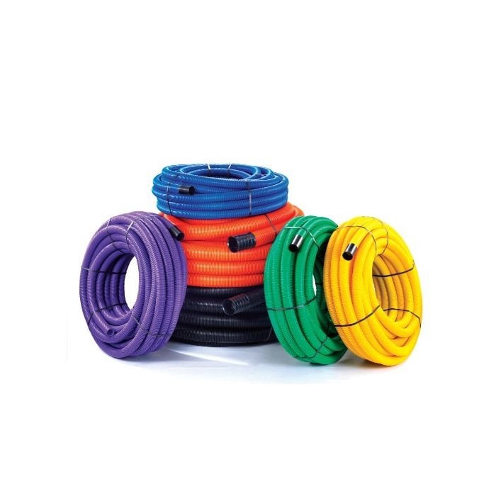 Ridgicoil Twinwall Duct - 50/63mm x 50m Coil - Yellow
