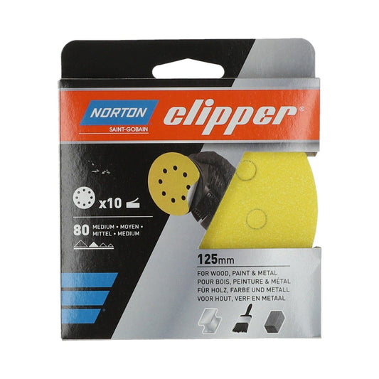 Norton Clipper P80 Sanding Disc 125mm (Pack of 10)