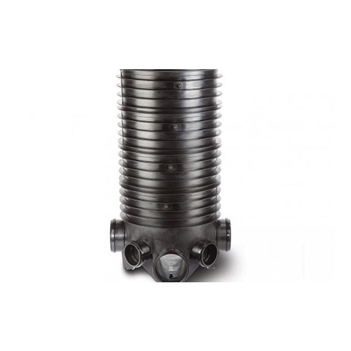 Polypipe Deep Inspection Chamber Base & 4 Risers - 160mm - Black - ICDB2