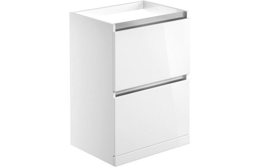 Cerne 2 Drawer Floor Standing Basin Unit (Basin/Top Not Included) 600mm - White Gloss