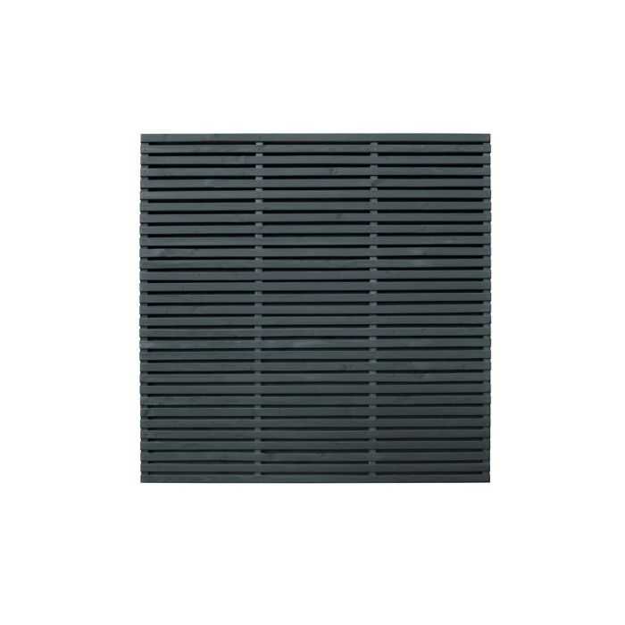 Forest Contemporary Double Slatted Fence Panel 1.8m x 1.8m Treated Anthracite Grey (Pack of 4)