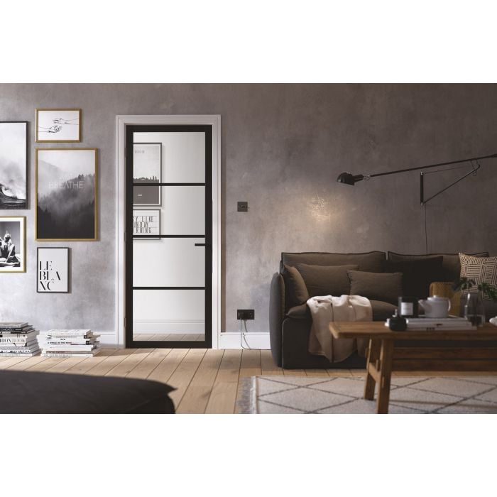 LPD Soho 4L Glazed Internal Door 1981 x 762mm Black Primed