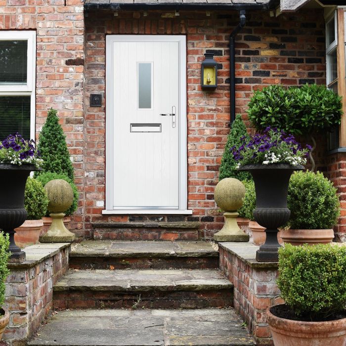 Crystal GRP Cottage Door with Long Glass (RL) 920 x 2055mm Obscure - White