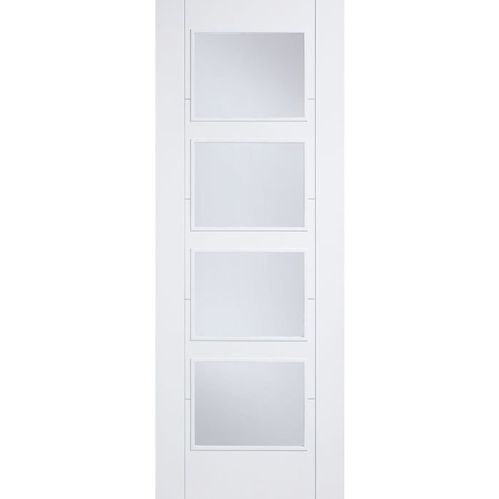 Vancouver Internal Door - Primed - RM2S 4L Clear Glazed 2040 x 826mm White WFVAN4L826
