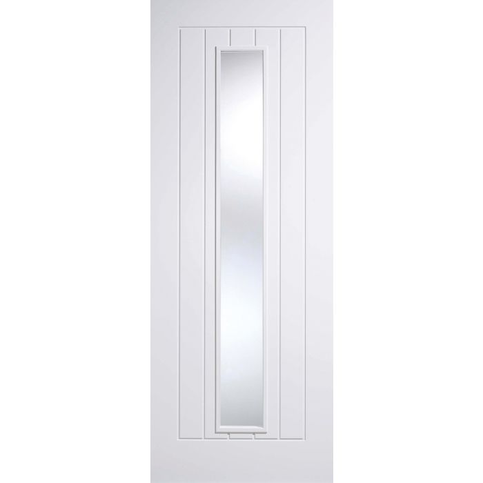 Mexicano Solid Core Internal Door - Primed - 1L Clear Glazed 2040 x 826mm White WFMEXGL826