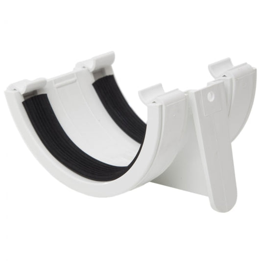 112mm Half Round Joint / Union Bracket White – Secure Gutter Connection