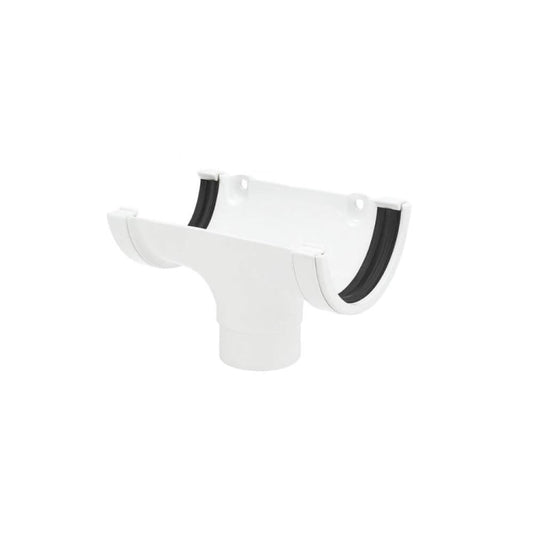 112mm Half Round Running Outlet White – Efficient Rainwater Diversion
