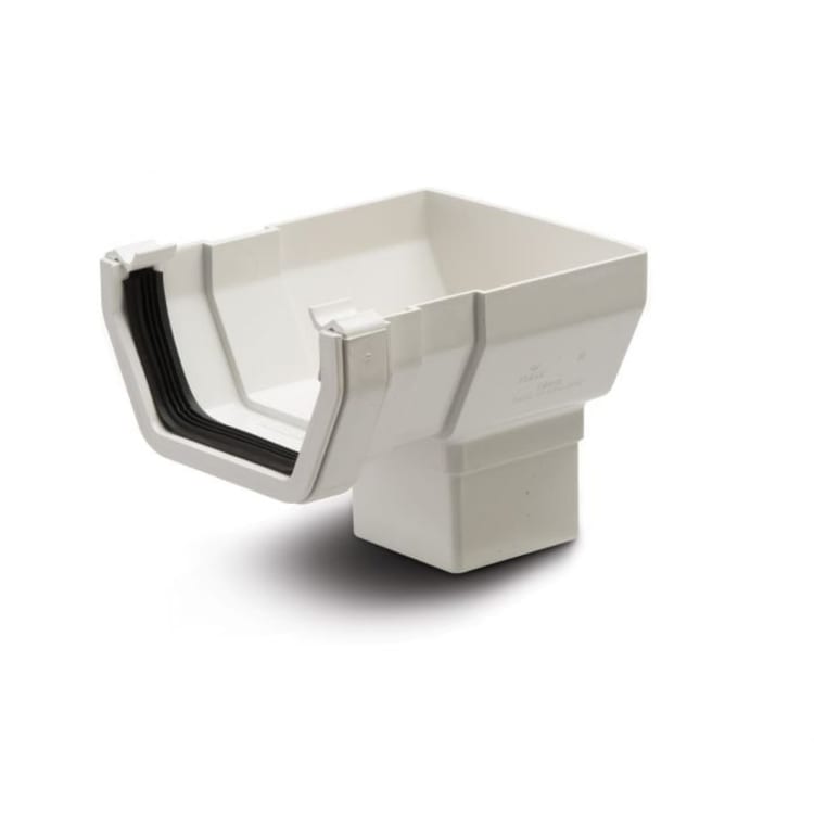 114mm Square Stop End Outlet White – Efficient Gutter Termination