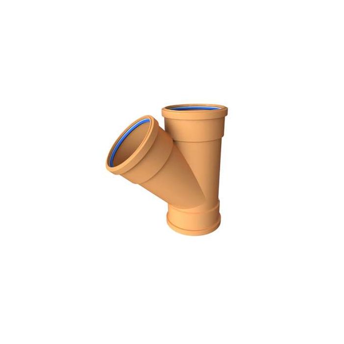 Polypipe 110mm Equal Junction Triple Socket 45deg - Terracotta - UG405