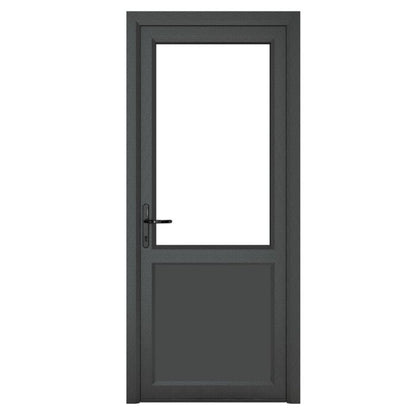 Crystal uPVC Open In Single Door (Right Hand) Half Glass/Half Panel 920 x 2090mm Clear - Grey External/White Internal