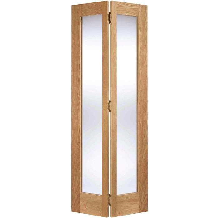 Contemporary Solid Core Internal Bifold Door - Unfinished - Pattern 10 Clear Glazed 1981 x 686mm Oak BFOP10G27