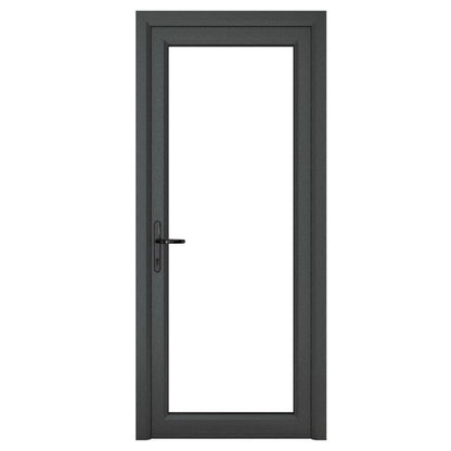 Crystal uPVC Open In Single Door (Right Hand) Full Glass 890 x 2090mm Clear - Grey External/White Internal