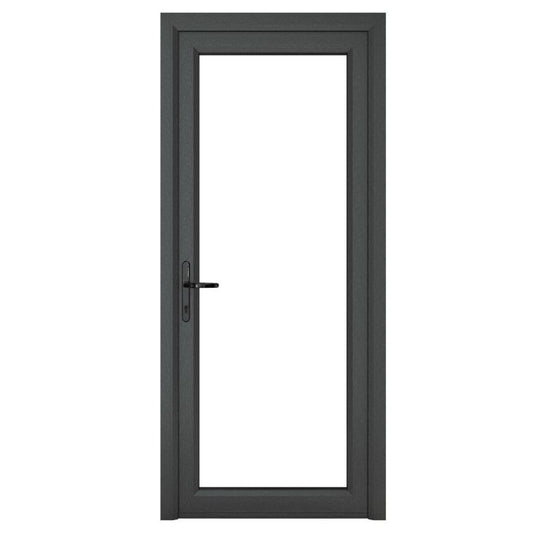 Crystal uPVC Open In Single Door (Right Hand) Full Glass 890 x 2090mm Clear - Grey External/White Internal