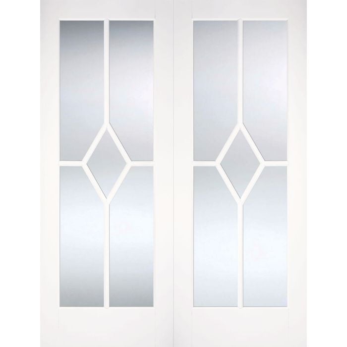 LPD Reims 5L Clear Bevelled Glazed Internal Door Pairs 1981 x 1220mm Primed White