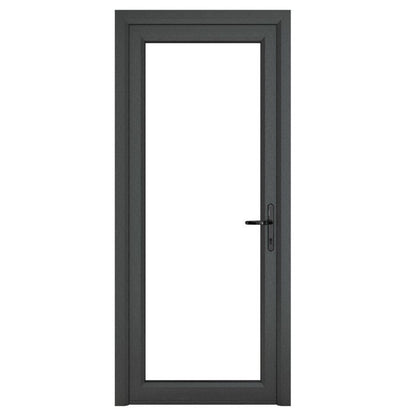 Crystal uPVC Open In Single Door (Left Hand) Full Glass 890 x 2090mm Clear - Grey External/White Internal