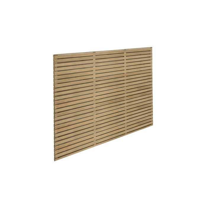 Forest Contemporary Double Slatted Fence Panel 1.8m x 1.5m Treated Timber (Pack of 5)