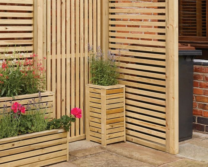 Rowlinson Garden Creations Horizontal Screens 1800 x 900 x 45mm - Natural Timber Finish (Pack of 2)