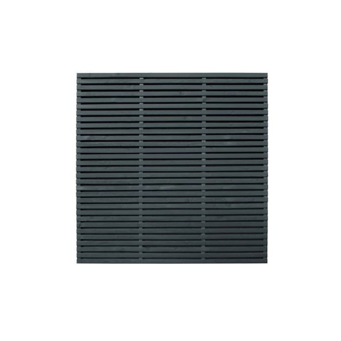 Forest Contemporary Double Slatted Fence Panel 1.8m x 1.8m Treated Anthracite Grey (Pack of 3)