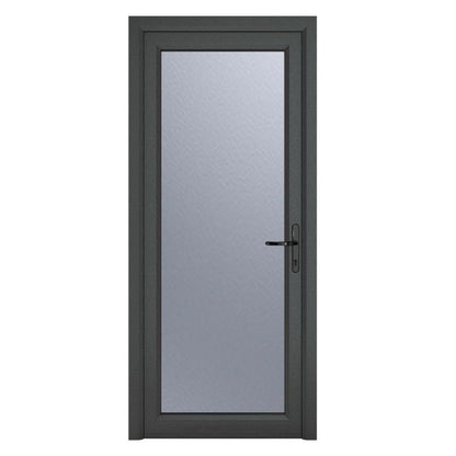 Crystal uPVC Open In Single Door (Left Hand) Full Glass 890 x 2090mm Obscure - Grey External/White Internal