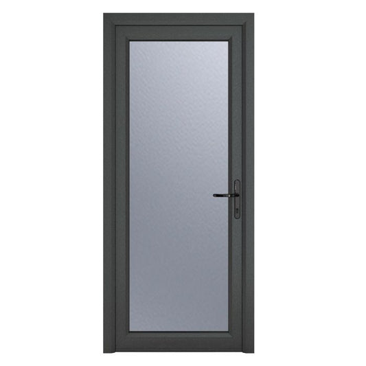 Crystal uPVC Open In Single Door (Left Hand) Full Glass 890 x 2090mm Obscure - Grey External/White Internal
