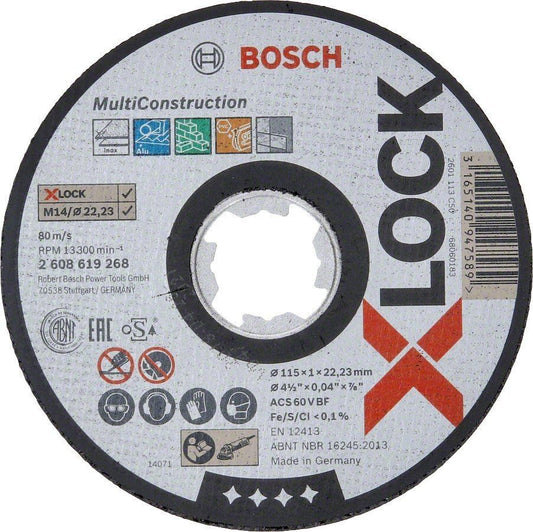 Bosch X-Lock Multi-Construction Cutting Disc 115mm x 1mm (Single Disc)