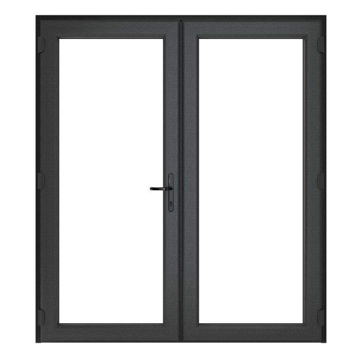 Crystal Triple Glazed French Doors 1690 x 2090mm - Grey/White