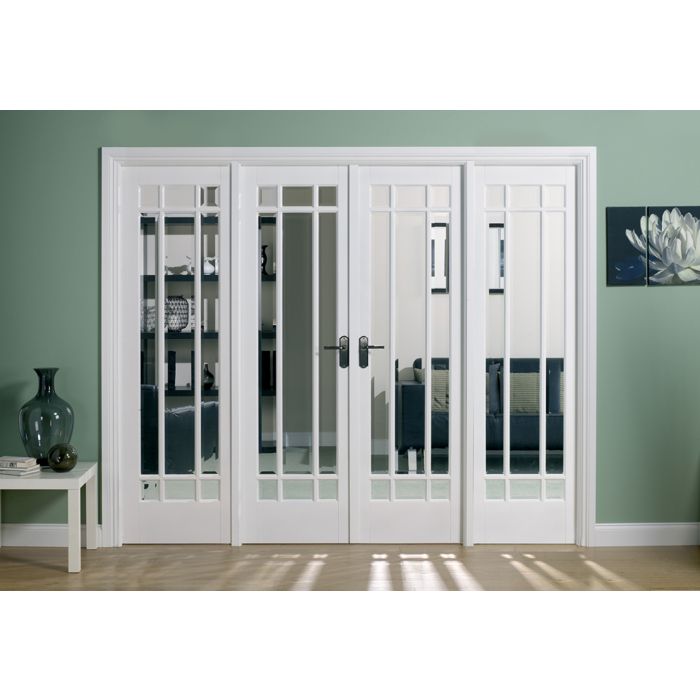 LPD Manhattan W8 Clear Bevelled Glazed Internal Room Divider Set 2031 x 2478mm Primed White