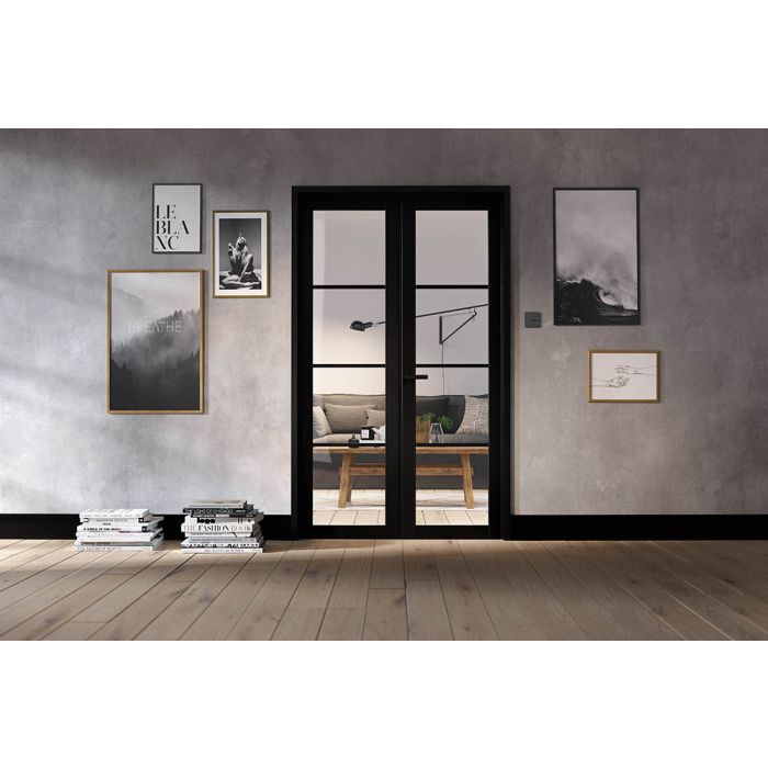 LPD Soho W4 Glazed Internal Room Divider Set 2031 x 1246mm Black Primed