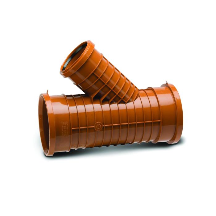 PolySewer Unequal Junction Triple Socket EN1401 - 150mm x 110mm x 45deg - Terracotta - PS635RS (Inc Seal)