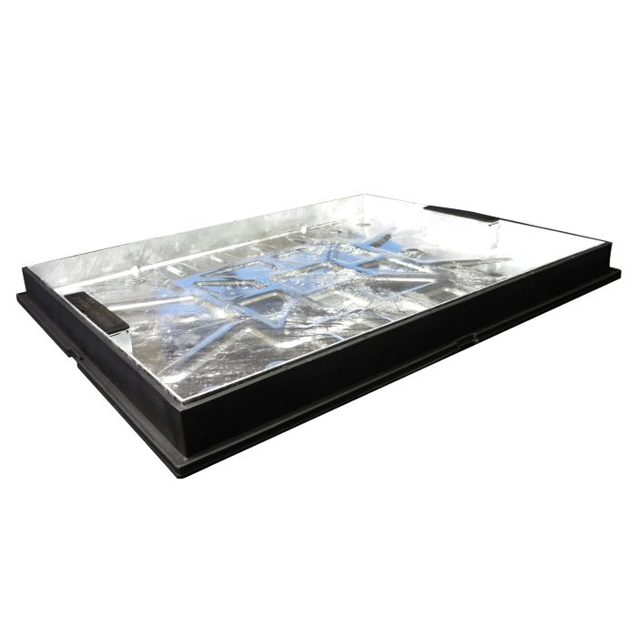 EJ 10tn Screed Steel Recessed Infill Manhole Cover (S&L) 600x450x56mm (Poly Frame)