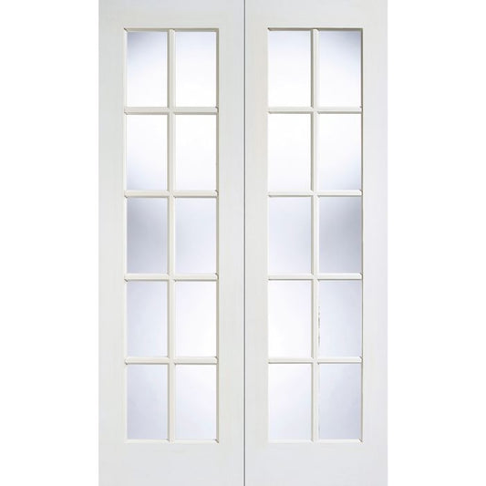 LPD GTPSA Clear Bevelled Glazed Internal Door Pairs 1981 x 1168mm Primed White
