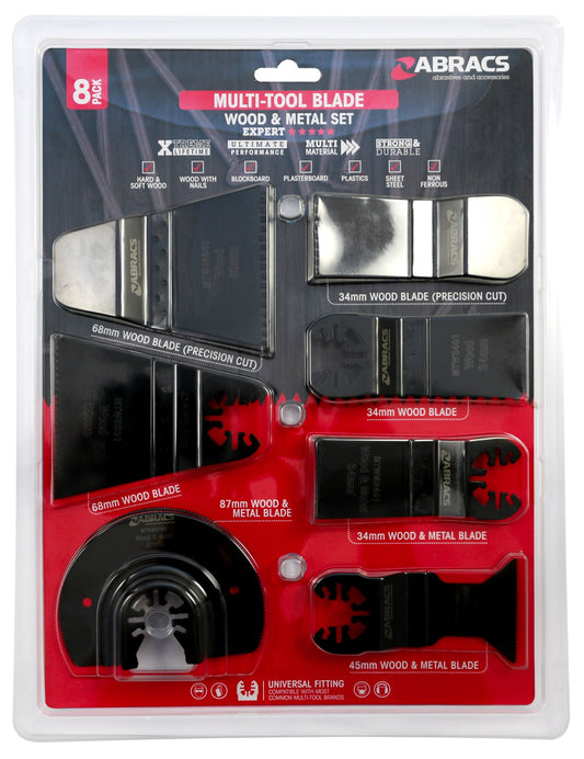 Abracs MTWMSET8 8 Piece Multi-Tool Wood & Metal Blade Set
