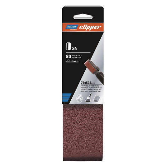 Norton Clipper P80 Sanding Belt 75 x 533mm (Pack of 4)