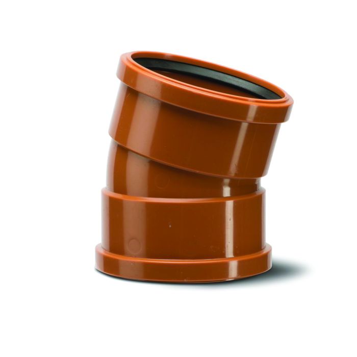 Polypipe 110mm Short Radius Bend Double Socket 15deg - Terracotta - UG409
