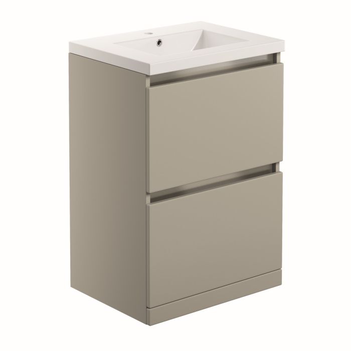 Cerne Floor Standing Vanity Unit (inc 1TH basin) 600mm - Latte