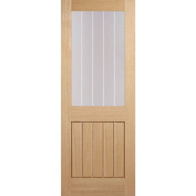 Mexicano Solid Core Internal Door - Unfinished - 1L Silkscreen Glazed 1981 x 762mm Oak OMEX1L30