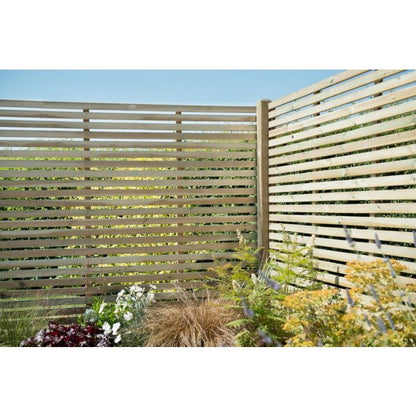 Forest Contemporary Slatted Fence Panel 1.8m x 1.8m Treated Timber (Pack of 4)