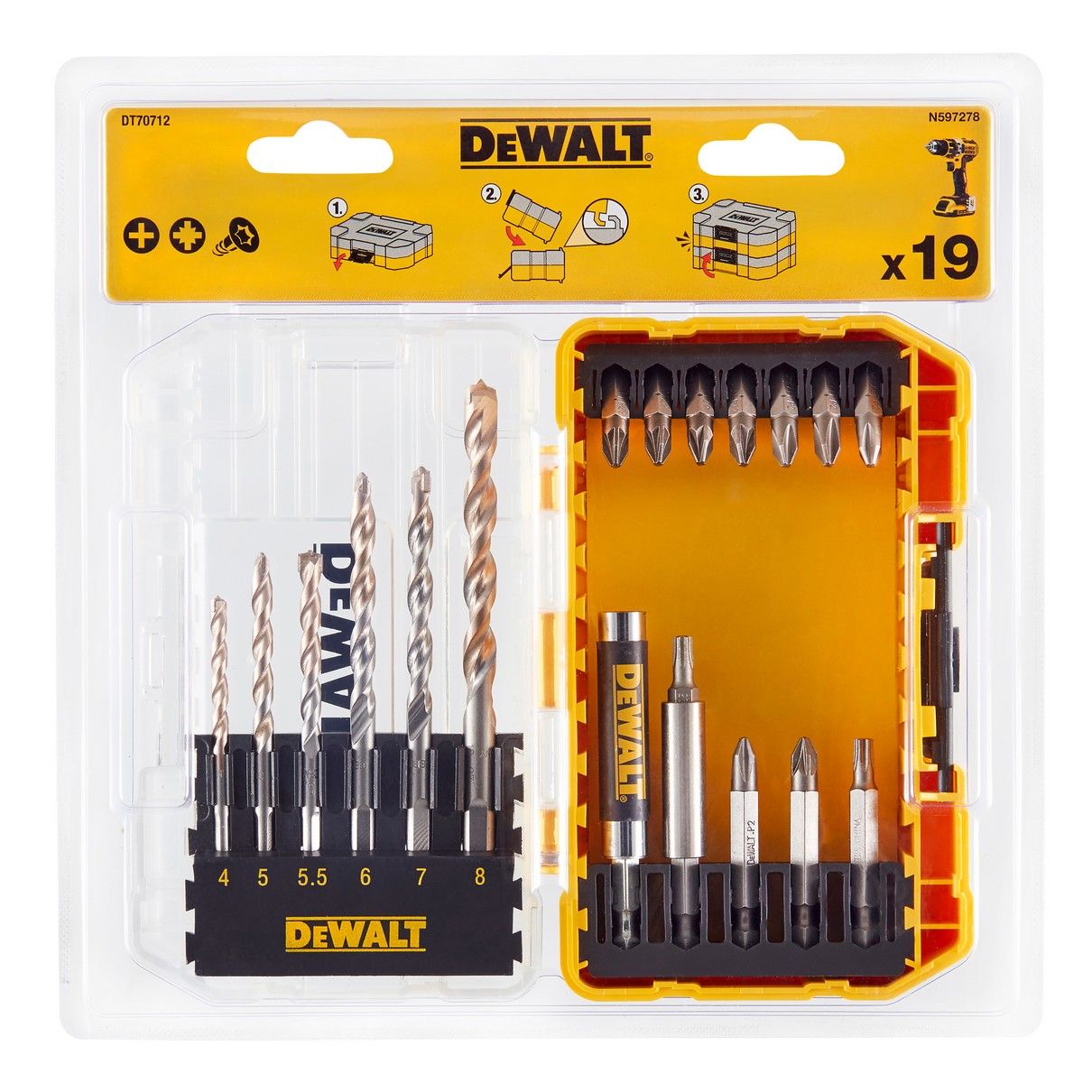 DeWalt DT70712-QZ Extreme Masonry Drill Drive Set (19 Piece Set)
