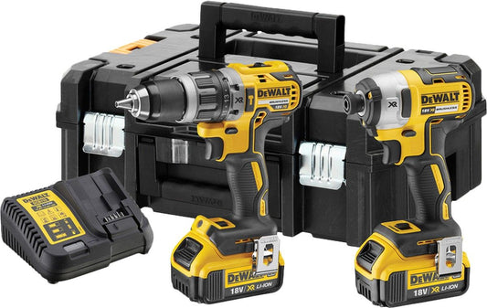 DeWalt Brushless Combi Drill & Impact Driver 18V 2x 4.0Ah Batteries & TSTAK Case