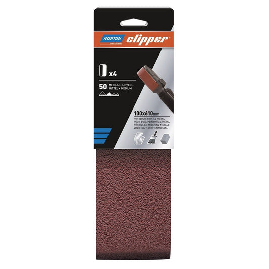 Norton Clipper P50 Sanding Belt 100 x 610mm (Pack of 4)