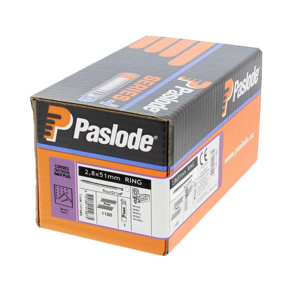 Paslode IM360ci Handy Pack 2.8 x 51mm Ring Galv+ - 1100 Pack & 1 Fuel Cell