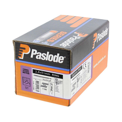 Paslode IM360ci Handy Pack 2.8 x 51mm Ring Galv+ - 1100 Pack & 1 Fuel Cell