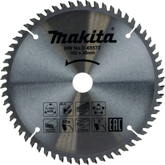 Makita Multi-Material Circular Saw Blade 60T 165 x 20 x 2.2mm (Dia/Bore/Kerf)