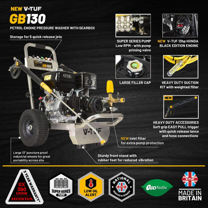 V-TUF Honda Petrol Pressure Washer (13HP, 250 Bar @ 15ltrs_Min)