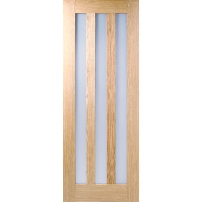 Utah Solid Core Internal Door - Unfinished - 3L Frost Glazed 1981 x 686mm Oak UTAOAK27