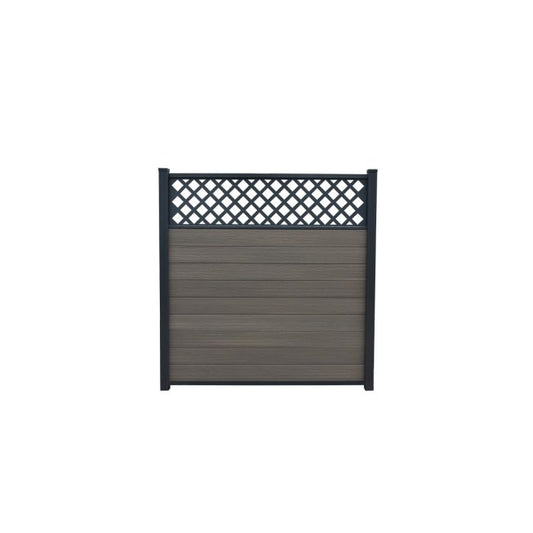 Piranha In-Ground Composite Fence Kit inc Diagonal Trellis 6ft - Antique Grey