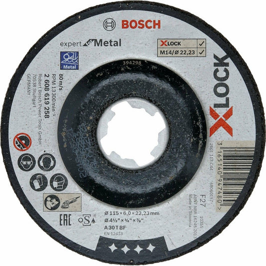 Bosch X-Lock Metal Grinding Disc (Expert for Metal) 115mm x 6mm