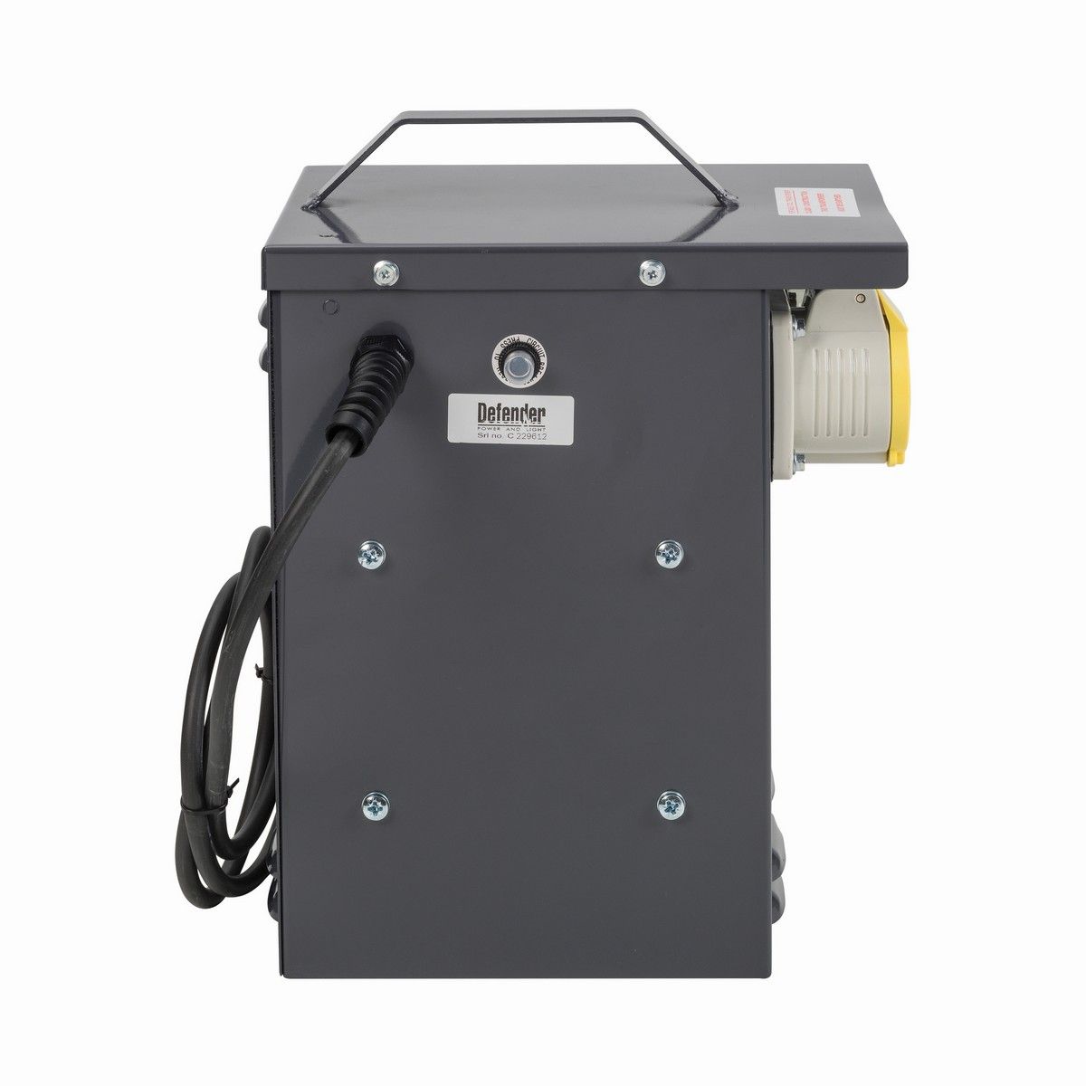 Defender Metal Heater Transformer - 3kVA 110V 16A/32A - Yellow