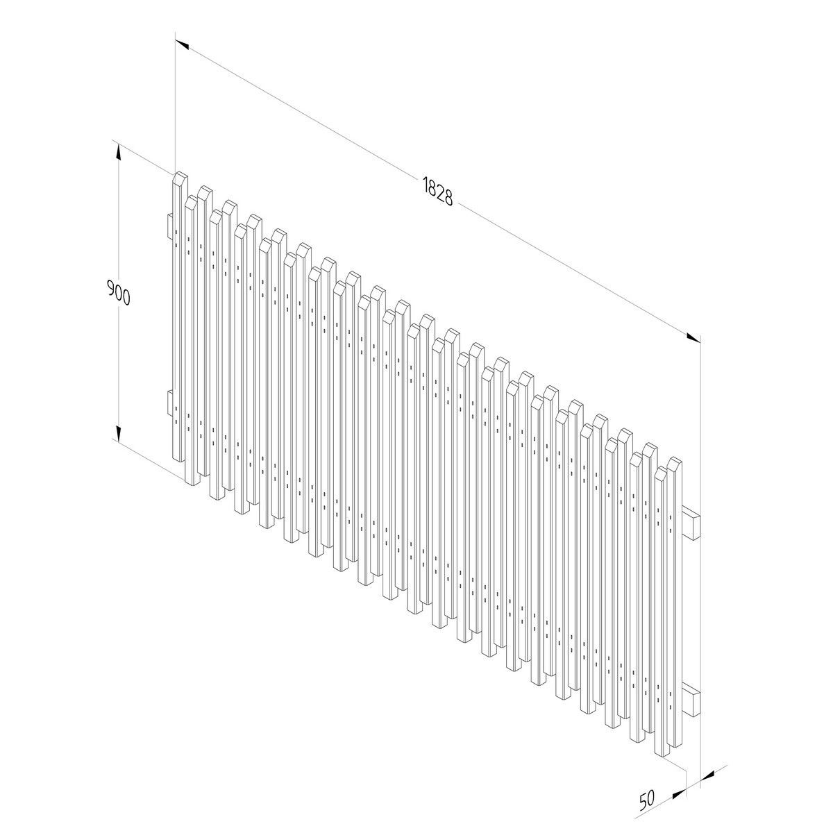 Forest Pressure Treated Contemporary Picket Fence Panel 6ft x 3ft (1.83mtr x 0.9mtr) - Pack of 5