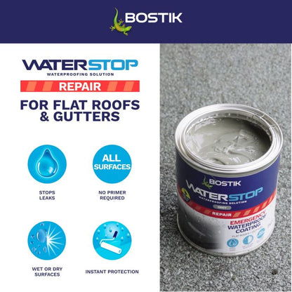Bostik WATERSTOP Emergency Waterproof Coating 1kg - Grey